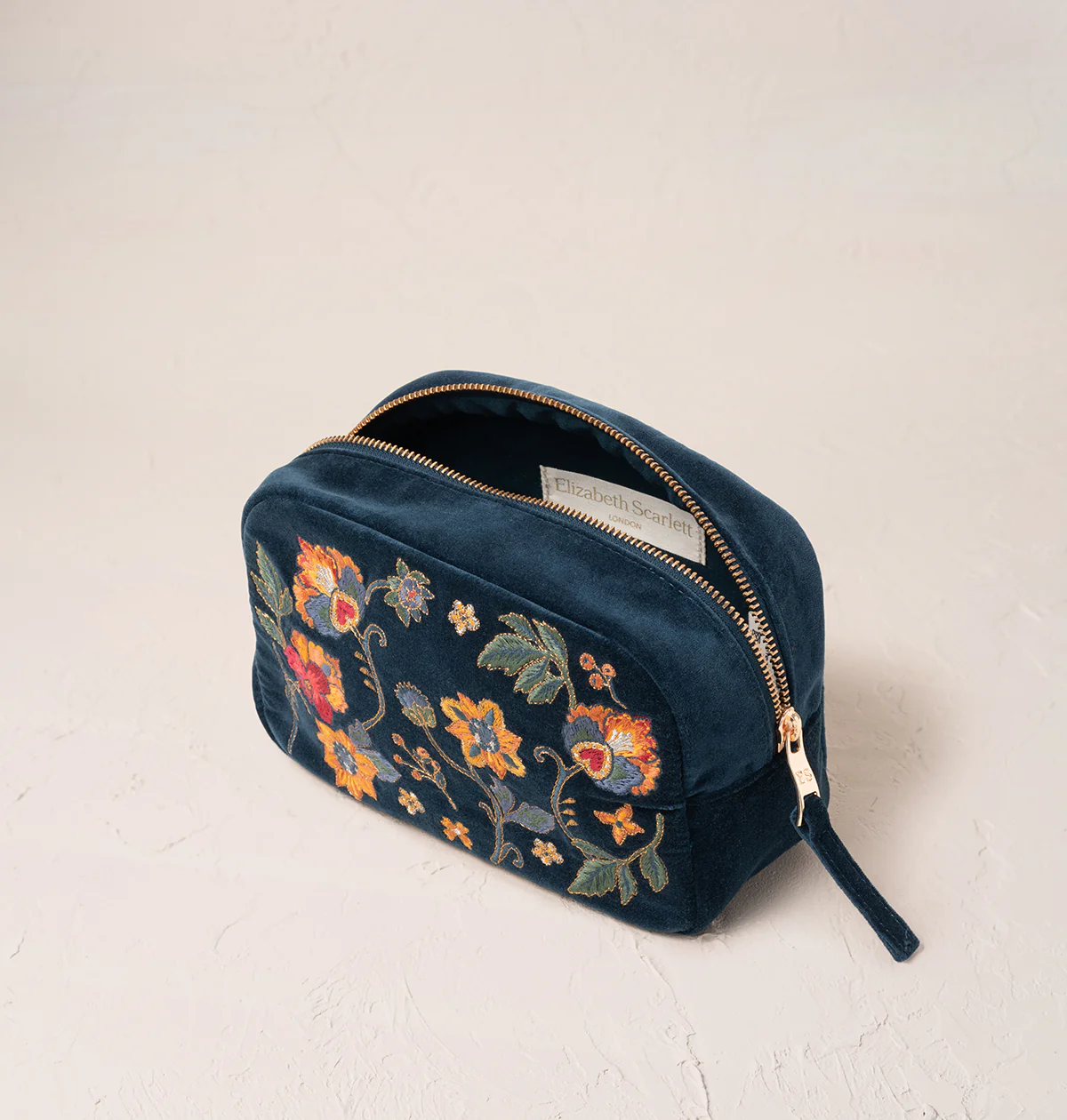 Botanical Garden Ink Blue Velvet Makeup Bag - Image 3