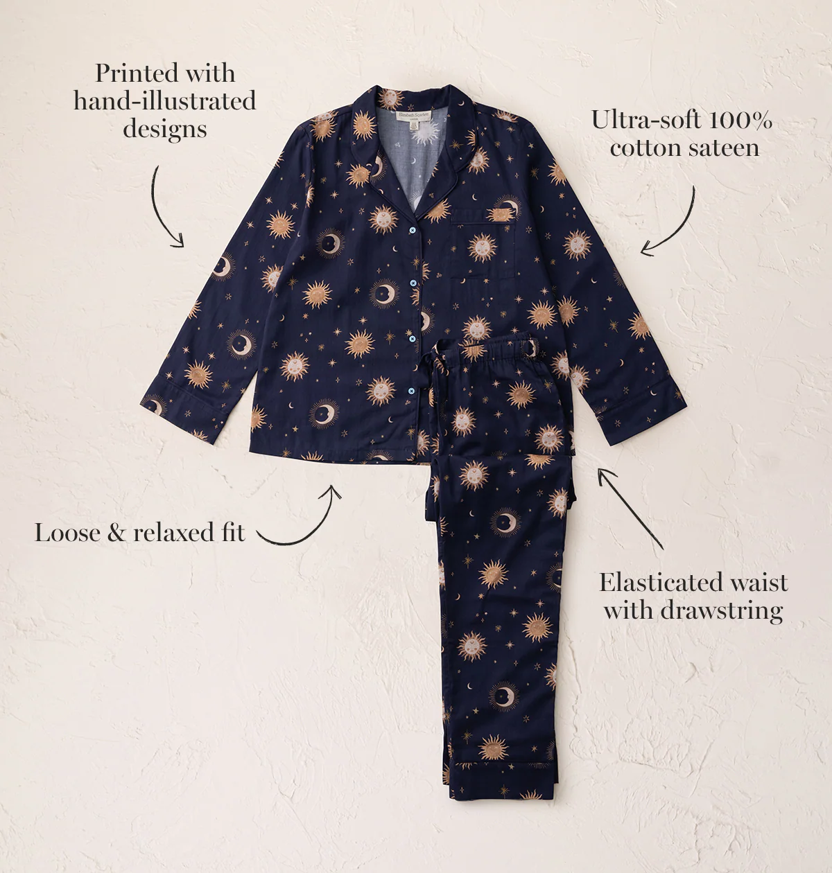 Cotton Sateen Celestial Pyjamas - Image 2