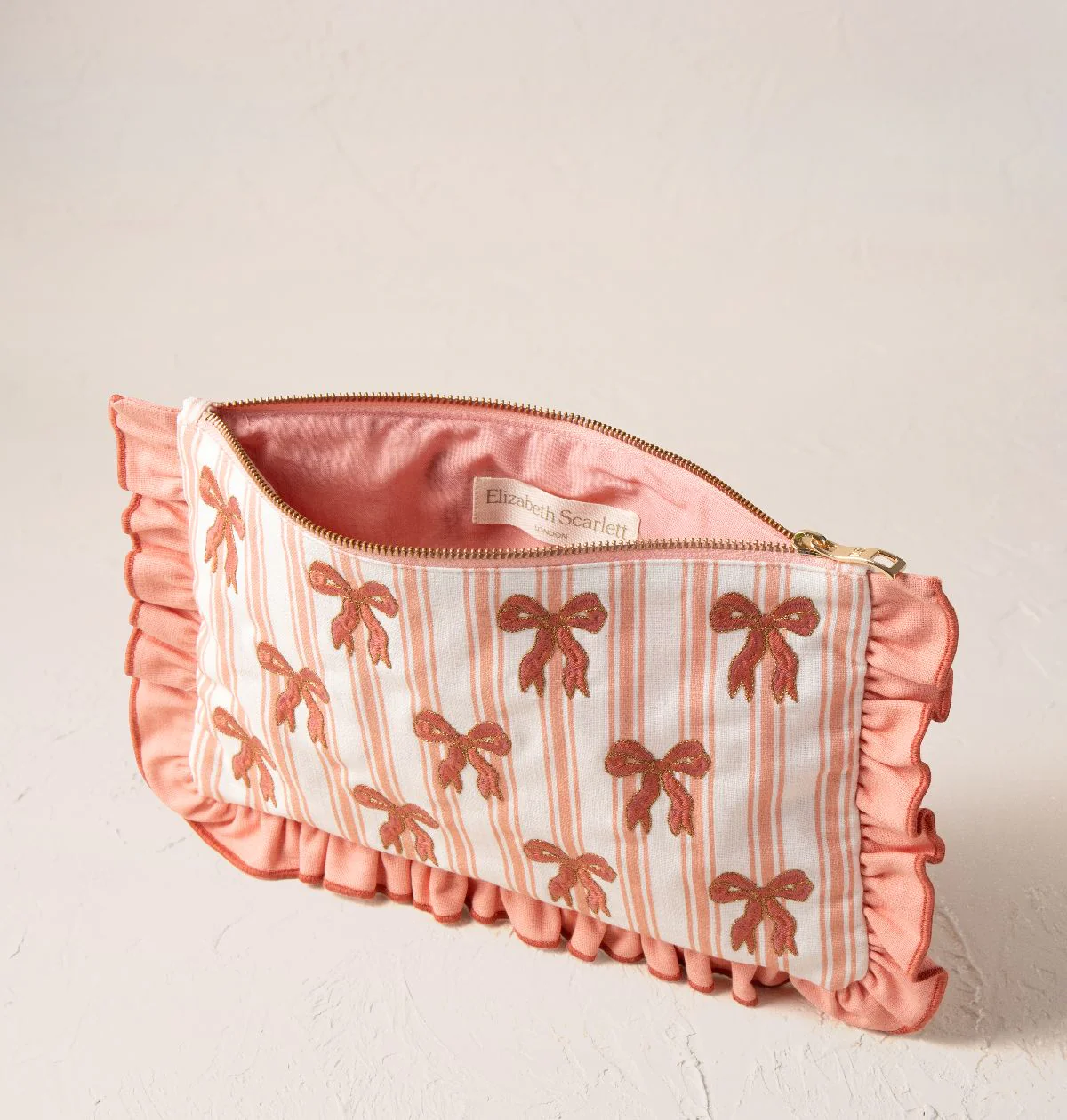 Dazzling Bows Stripe Printed Frill Pouch - Image 3