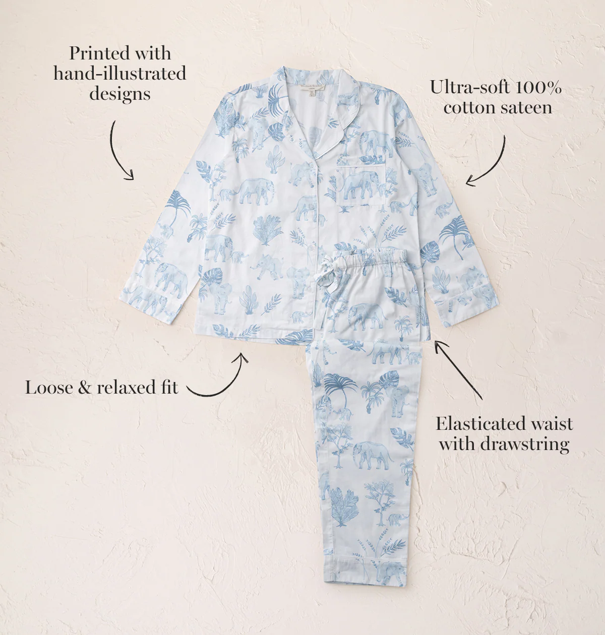 Cotton Sateen Elephants Pyjamas - Image 4