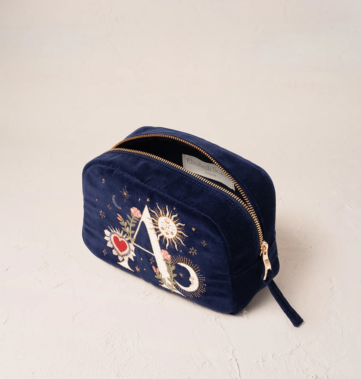 Enchanted Alphabet Navy Velvet Makeup Bag - Image 3