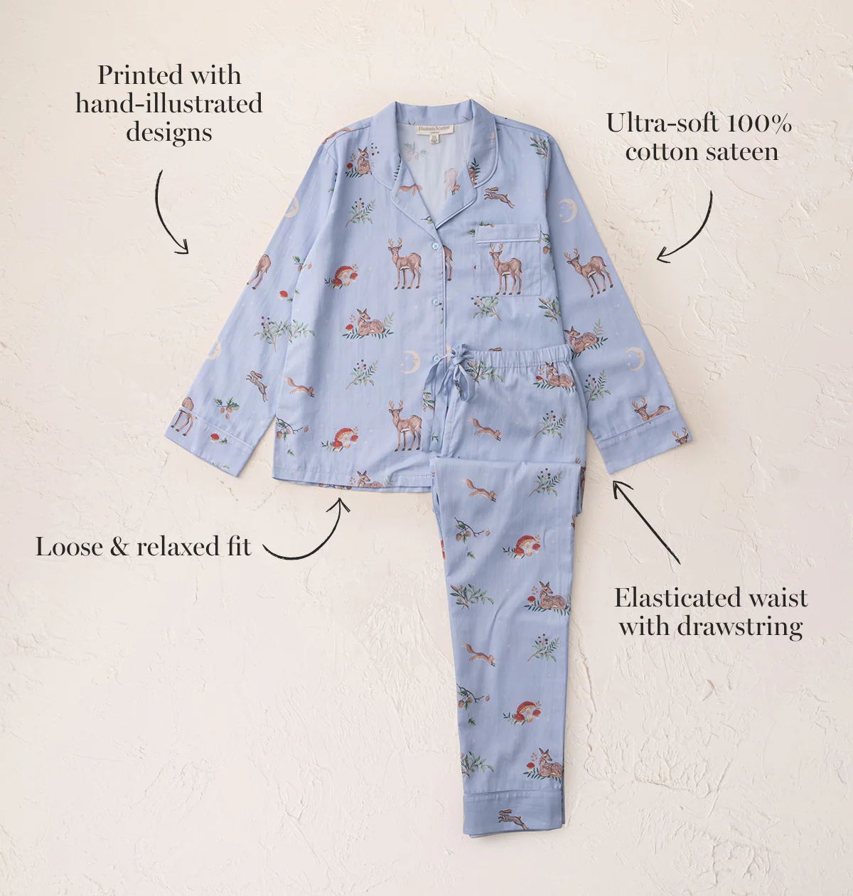 Cotton Sateen Enchanted Woodland Pyjamas - Image 3