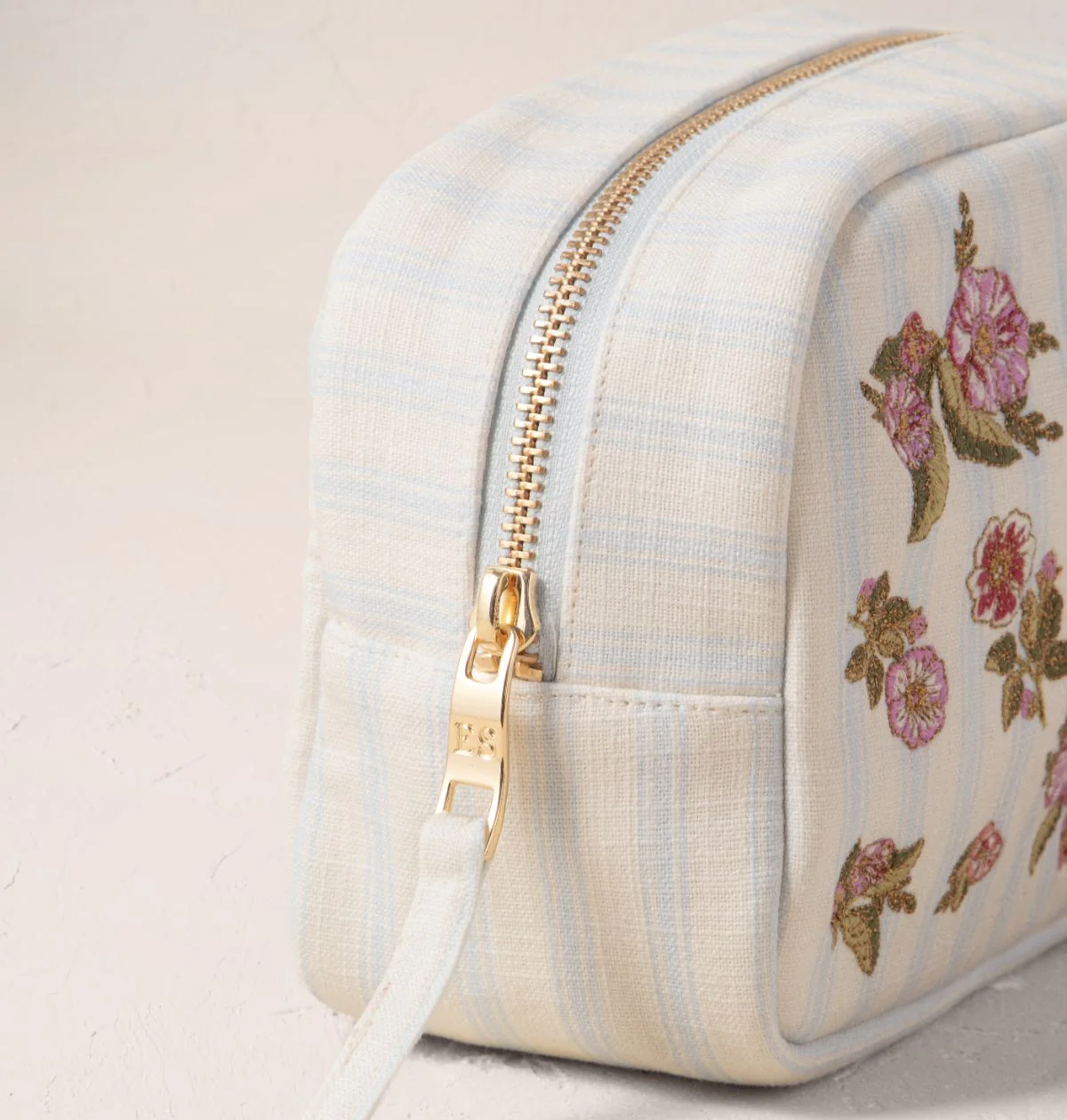 Floral Bouquet Stripe Printed Makeup Bag - Image 2