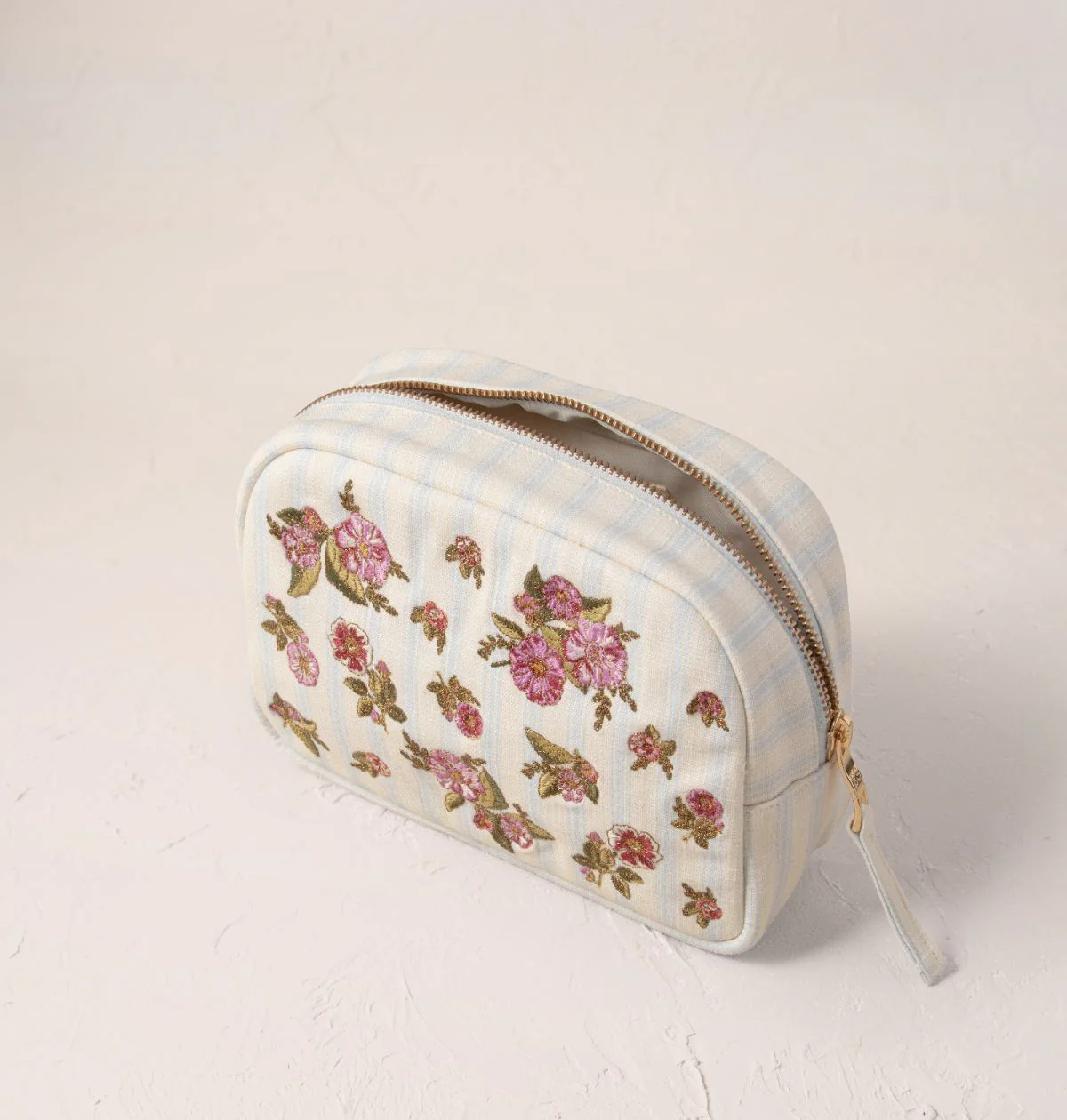 Floral Bouquet Stripe Printed Makeup Bag - Image 3
