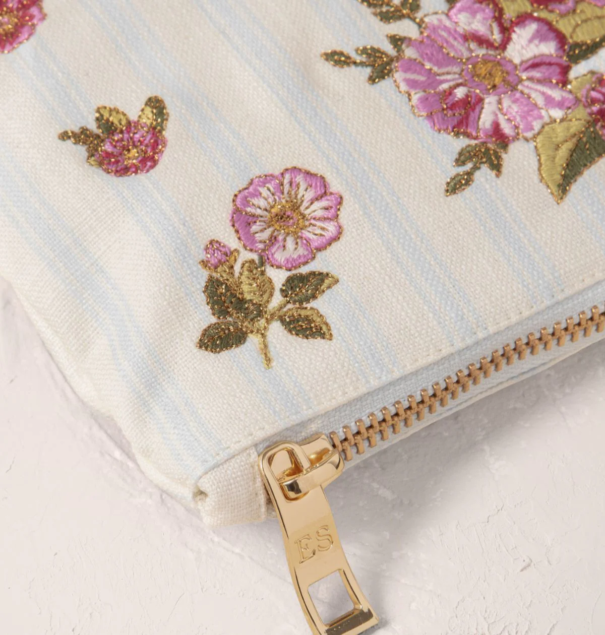 Floral Bouquet Stripe Printed Everyday Pouch - Image 2