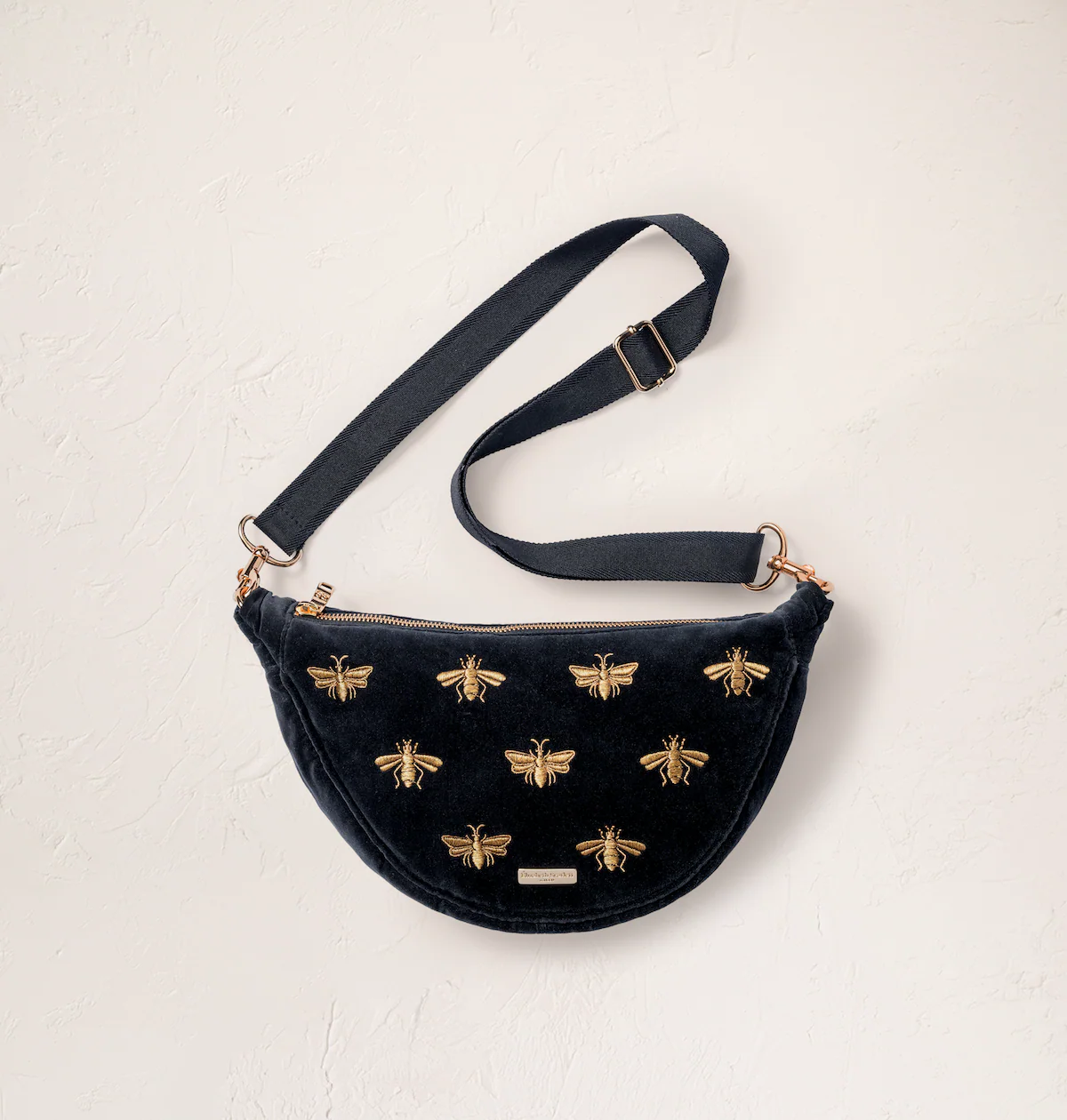 Honey Bee Velvet Crossbody Sling Bag