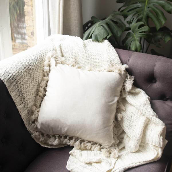 Plain Natural Velvet Cushion Square - Image 3