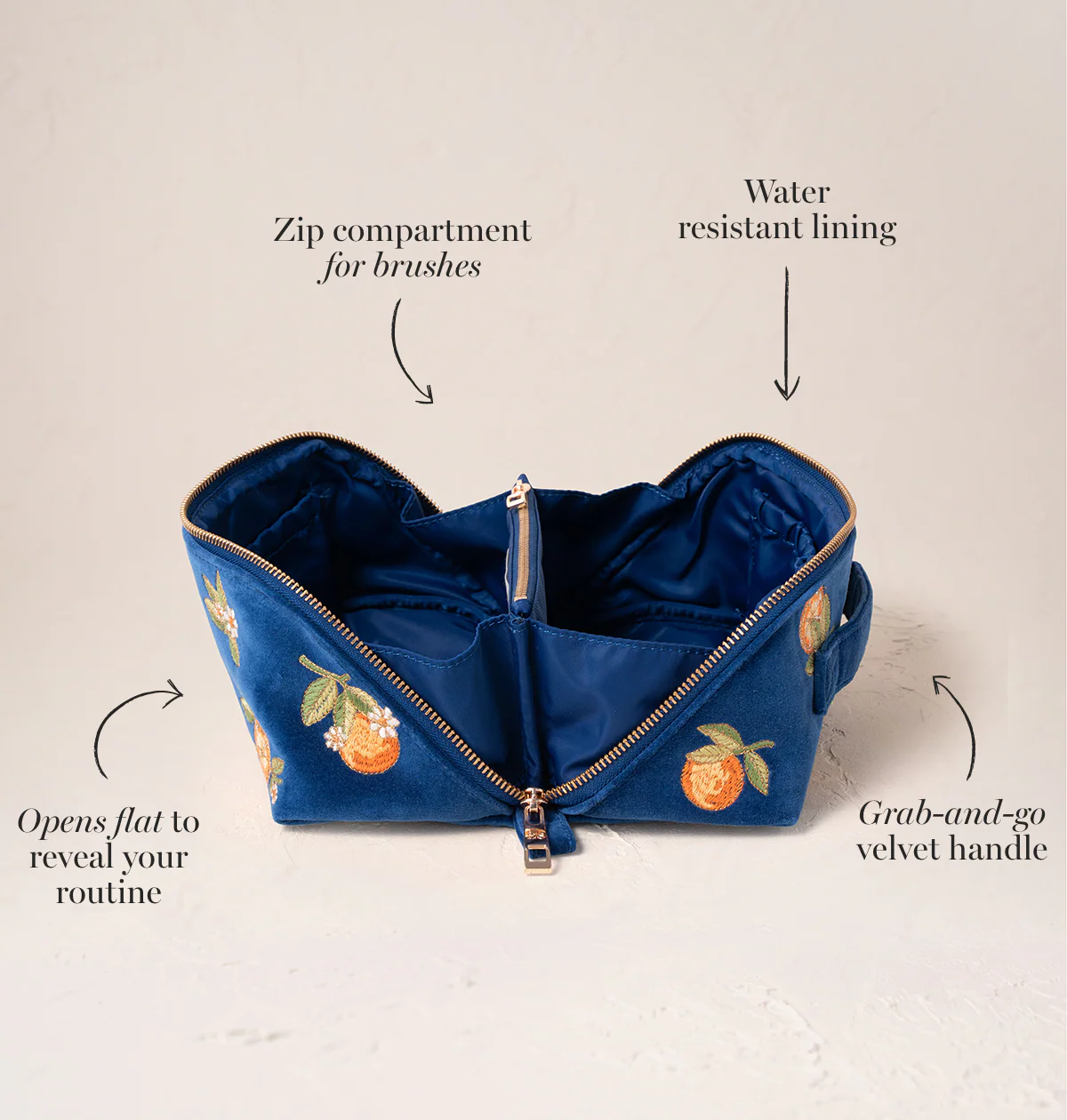 Orange Blossom Open Flat Makeup Bag - Image 3