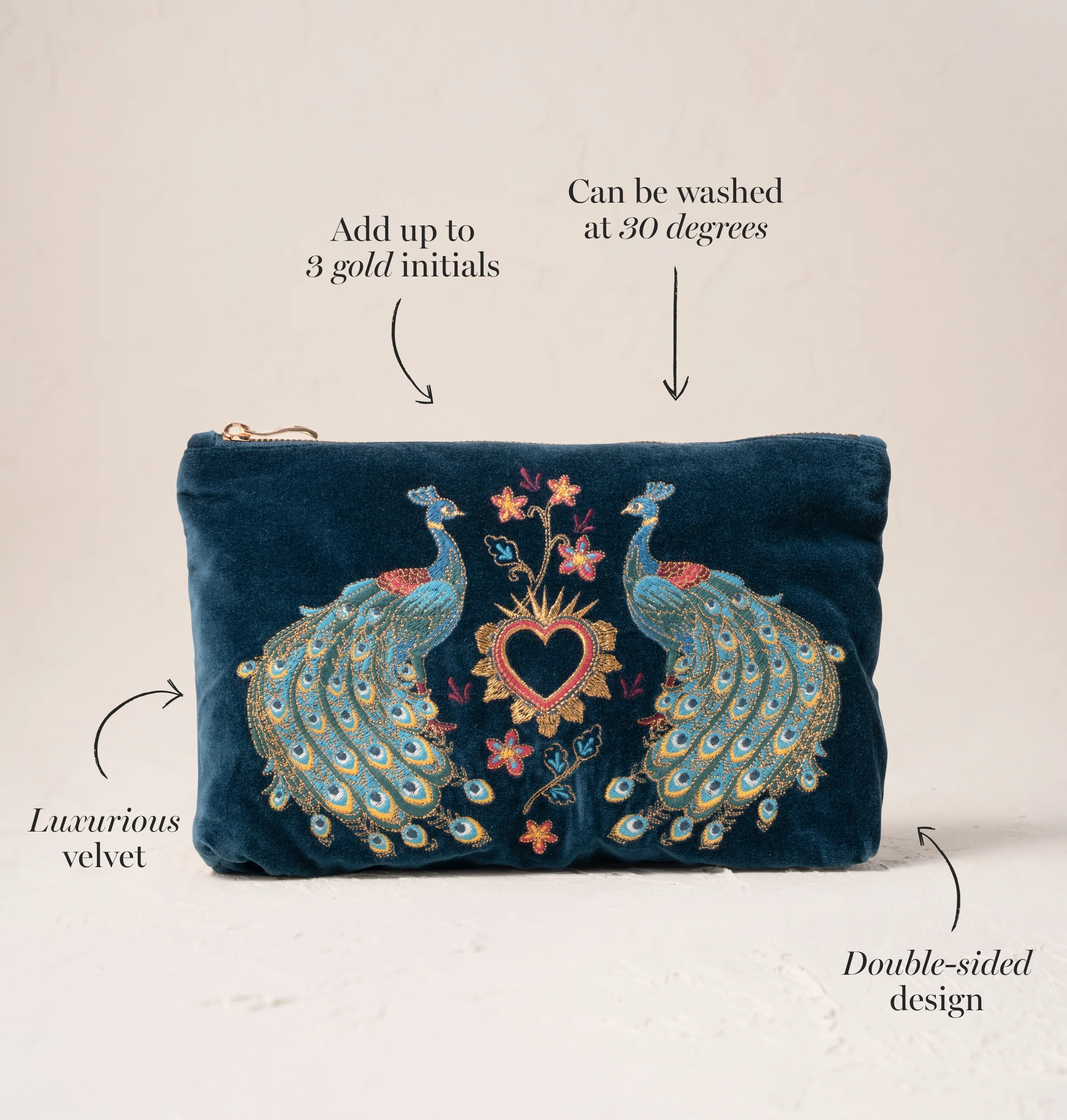 Peacock Floral Everyday Pouch - Image 3