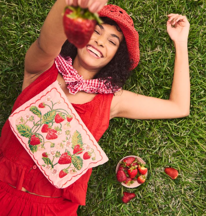 Strawberries Velvet Everyday Pouch - Image 2