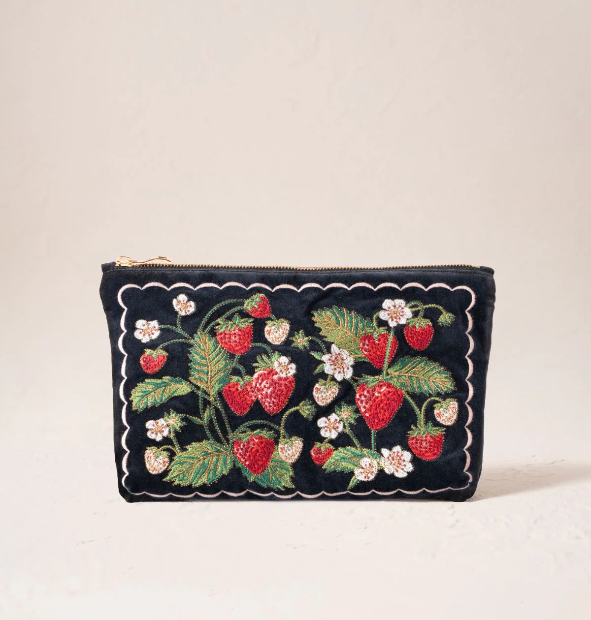 Strawberries Velvet Everyday Pouch