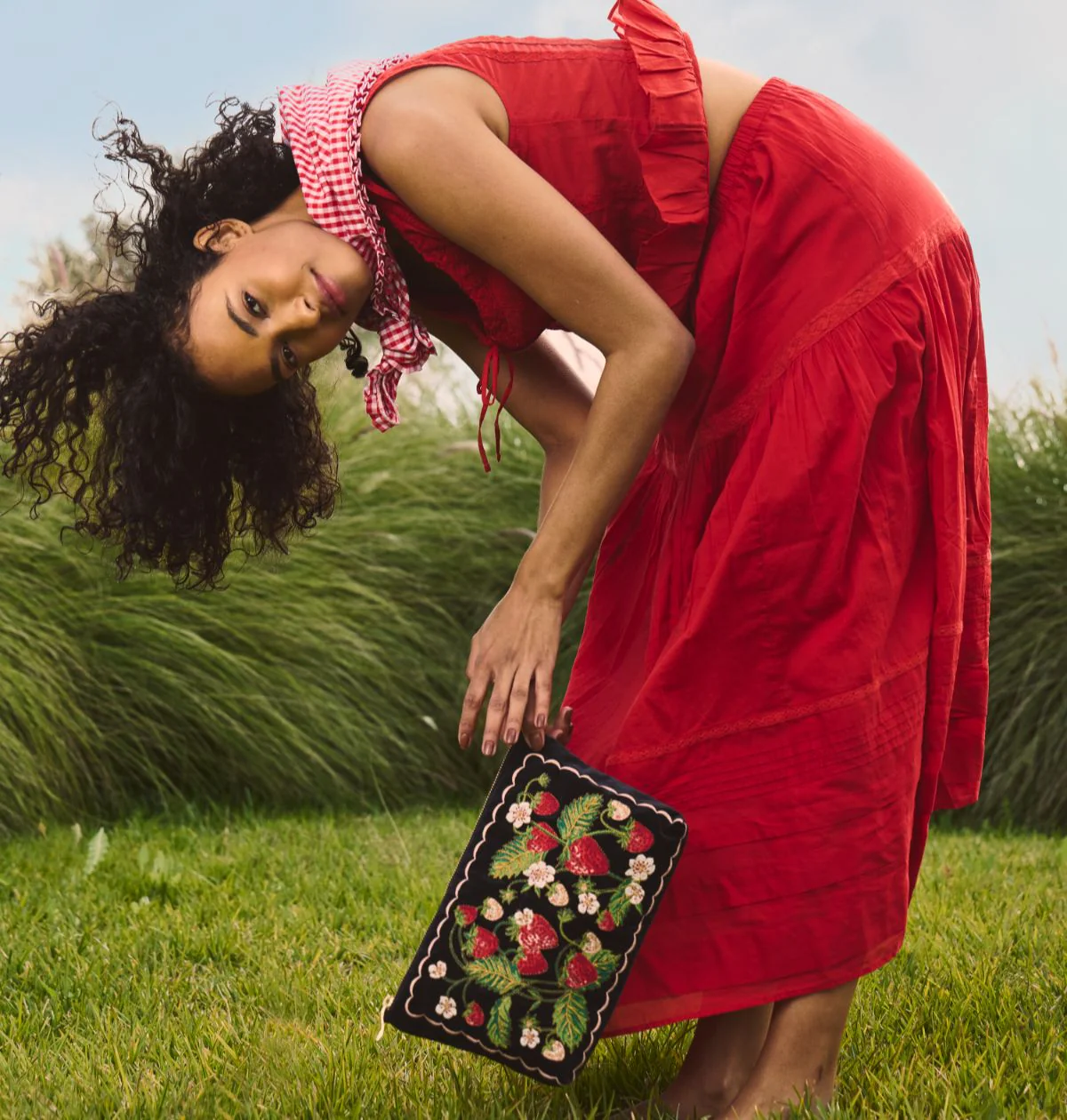 Strawberries Velvet Everyday Pouch - Image 5
