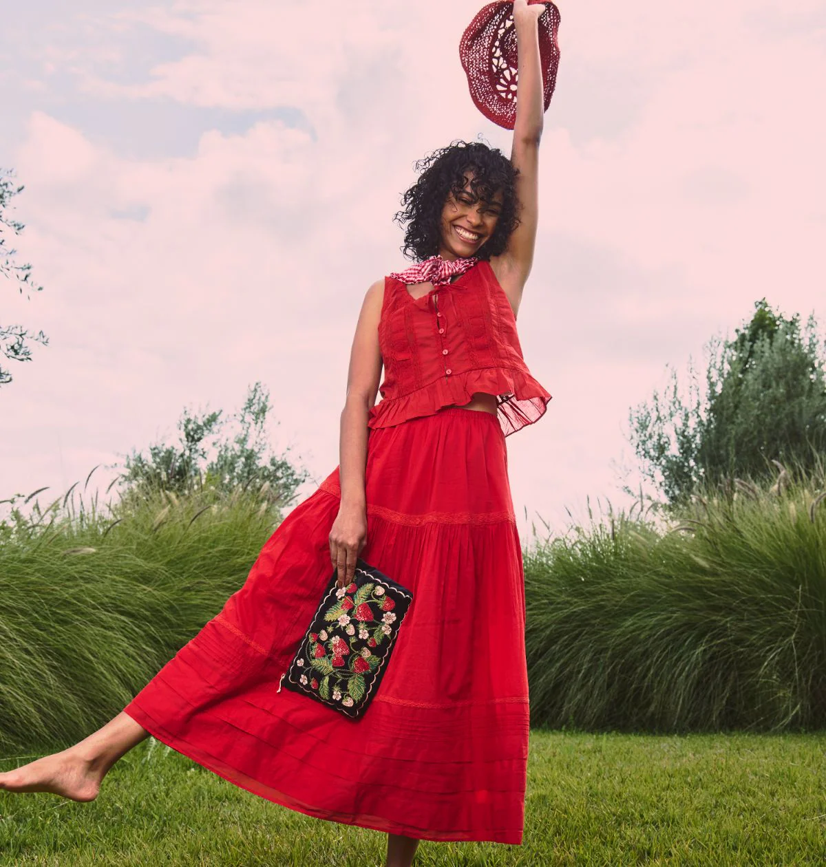 Strawberries Velvet Everyday Pouch - Image 6