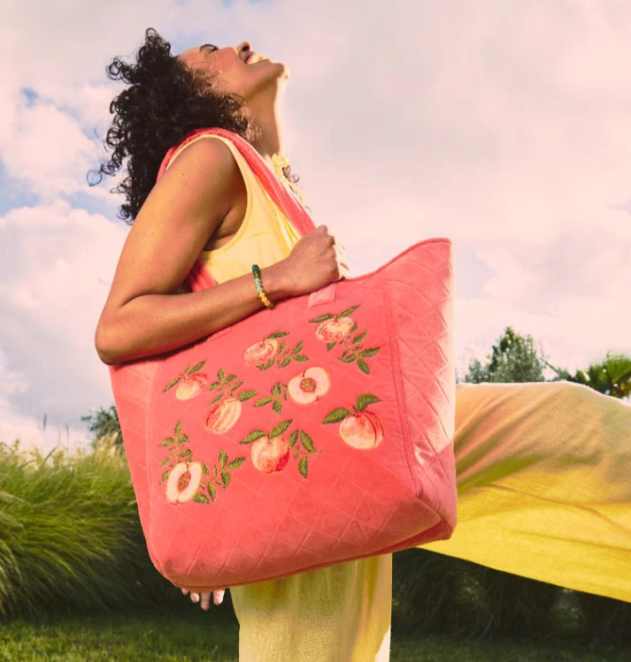 Summer Peach Velvet Tote - Image 2