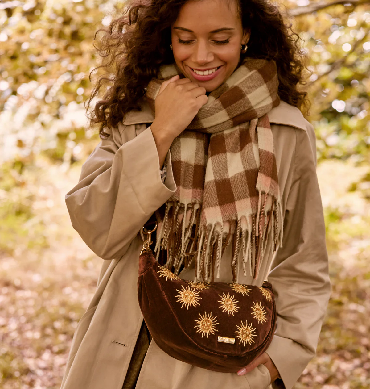 Sun Goddess Velvet Crossbody Sling Bag - Image 2