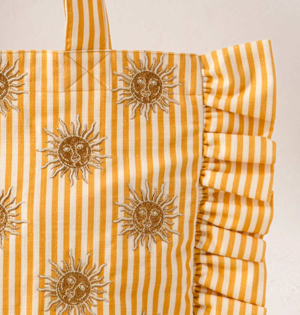 Sun Goddess Stripe Printed Frill Tote - Image 3