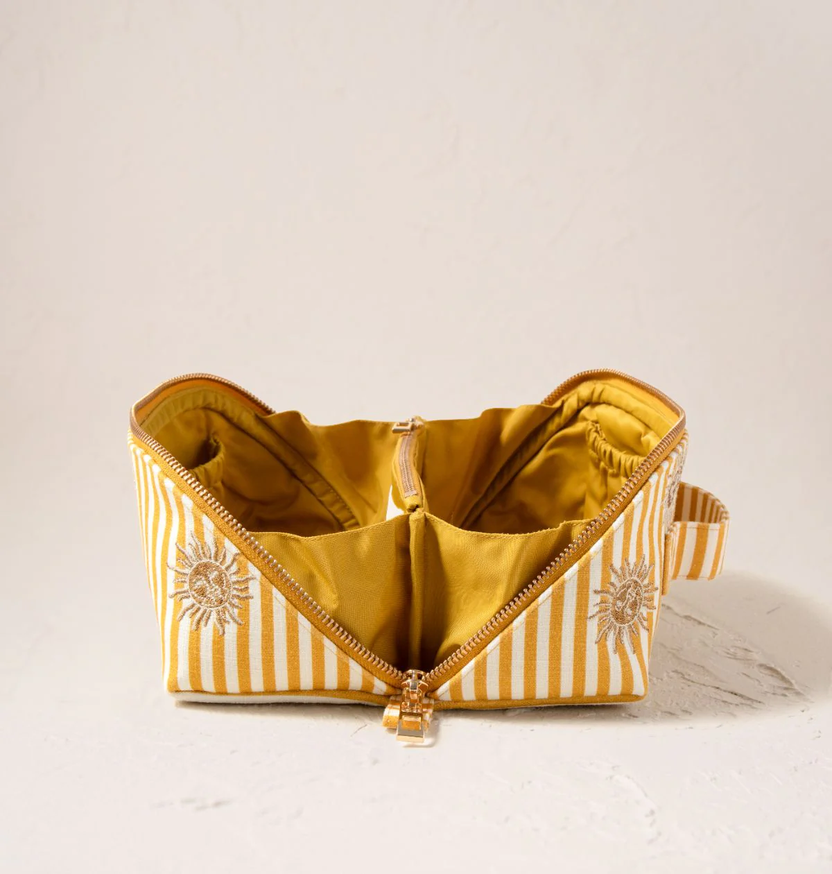 Sun Goddess Stripe Printed Open Flat Makeup Bag - Image 3