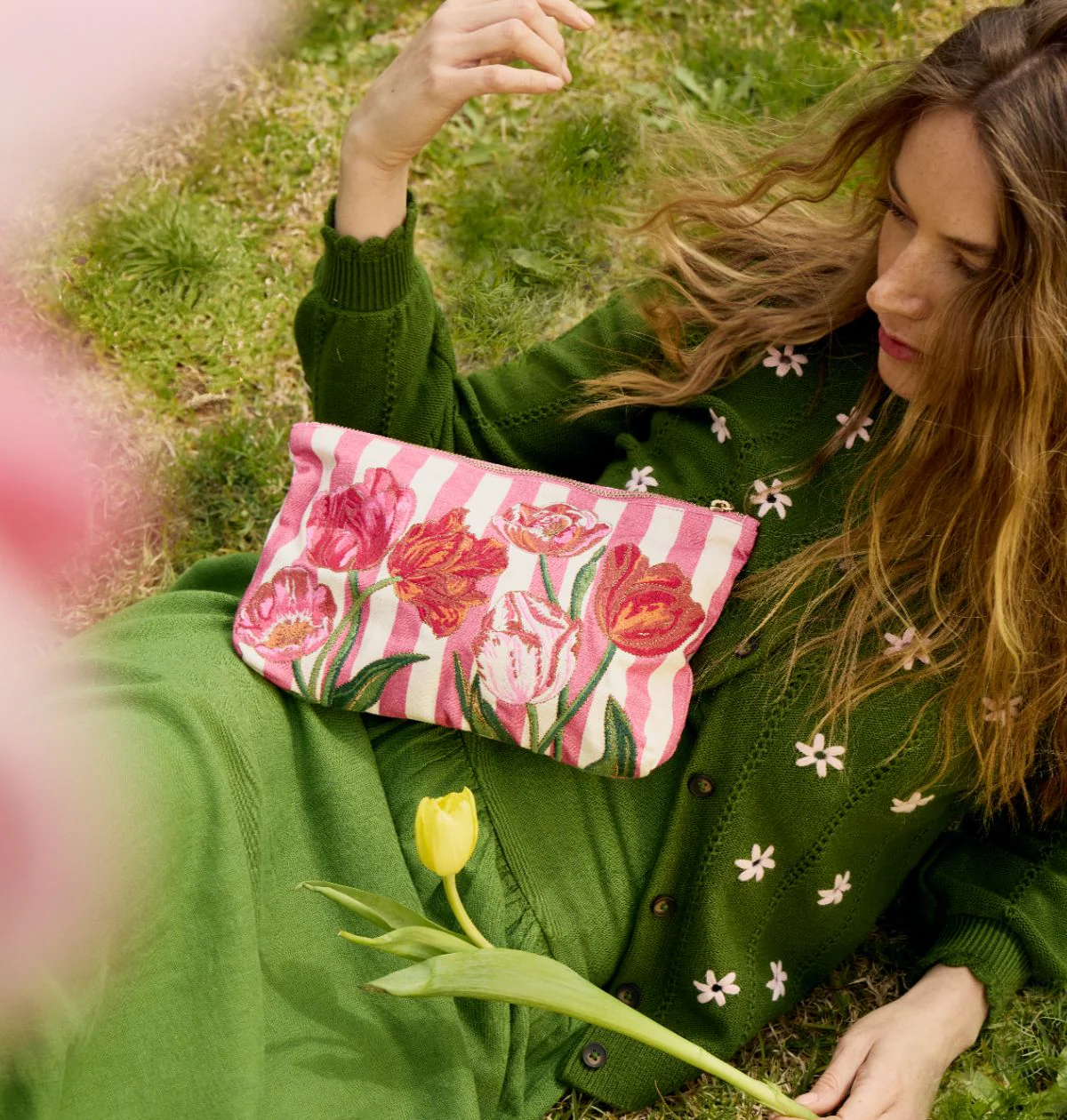 Tulip Stripe Printed Everyday Pouch - Image 2