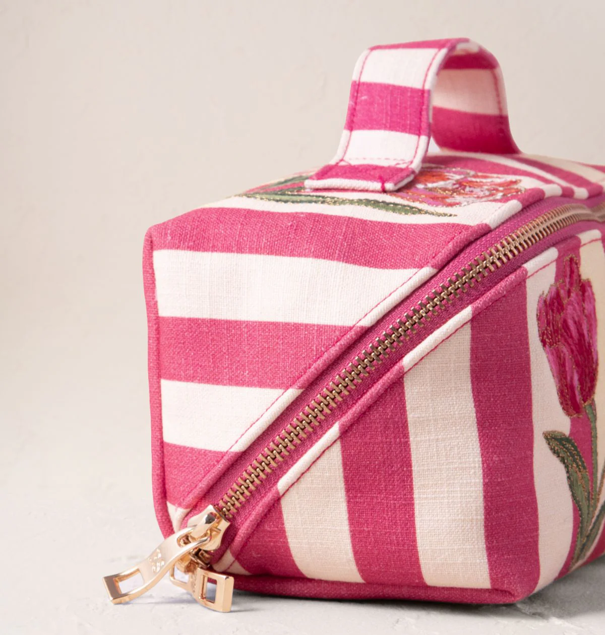 Tulip Stripe Printed Open Flat Makeup Bag - Image 2
