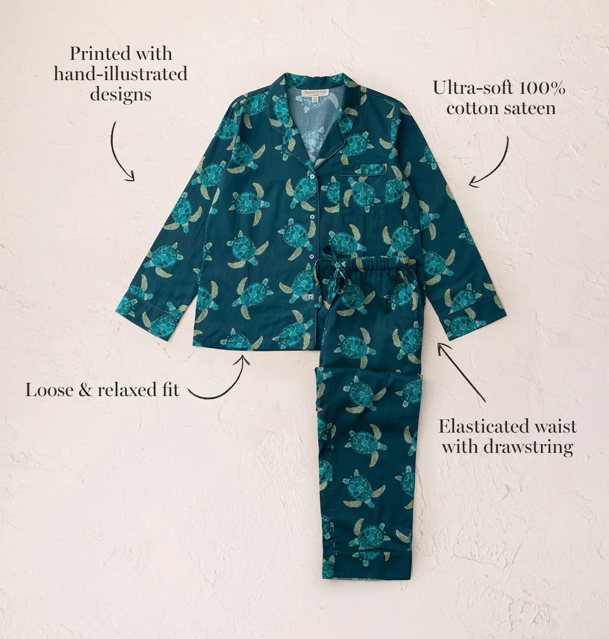 Cotton Sateen Turtle Pyjamas - Image 3