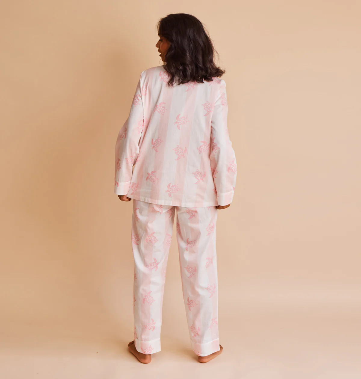 Cotton Sateen Turtle Stripe Pyjamas - Image 6